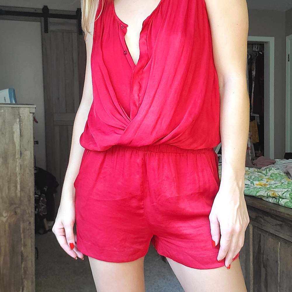 Silky & Flowy Contemporary Red Romper